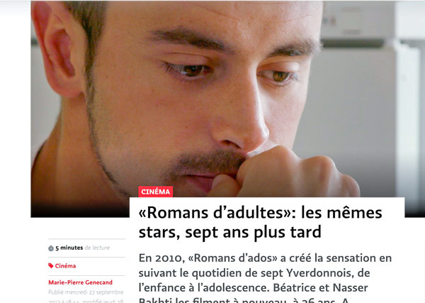 «Romans d’adultes» Journal le Temps 27.09.2017